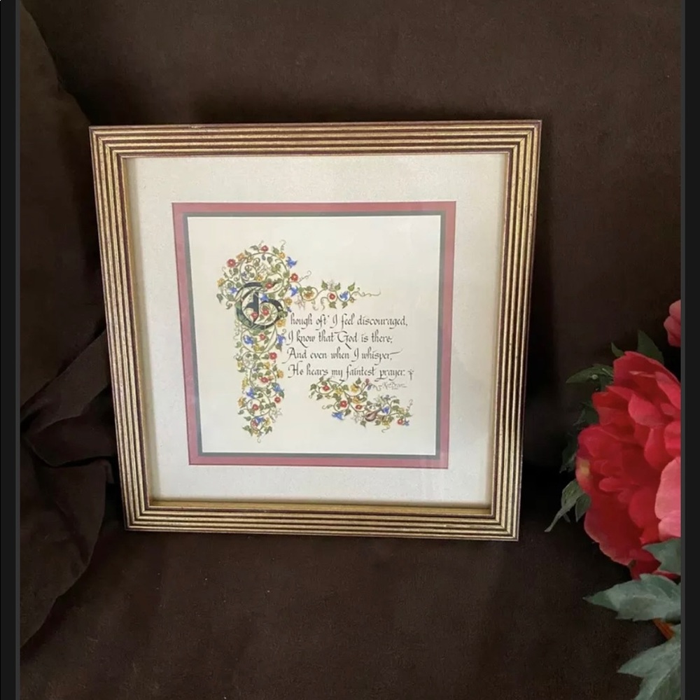 Vintage Christian Faith Print in Gold Frame